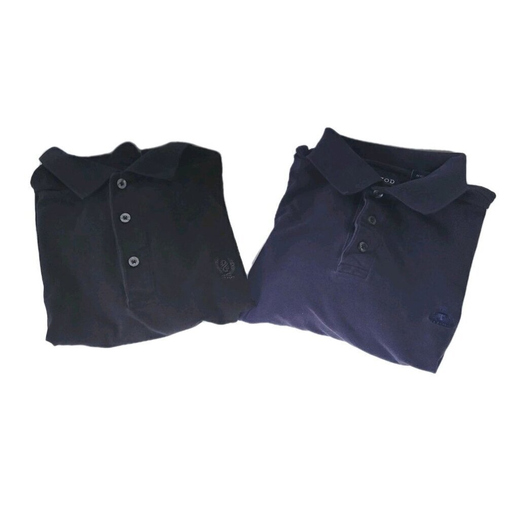 Izod Polo Shirt XLT Men's Lot Of 2 Black Navy Blue Short Sleeve Cotton Silk Wash